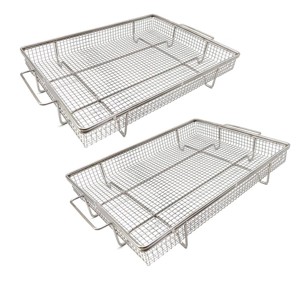 2 Pack Air Fryer Baskets for Kitchen Oven  Stainless Steel Wire Mesh Basket for Outdoor Grills